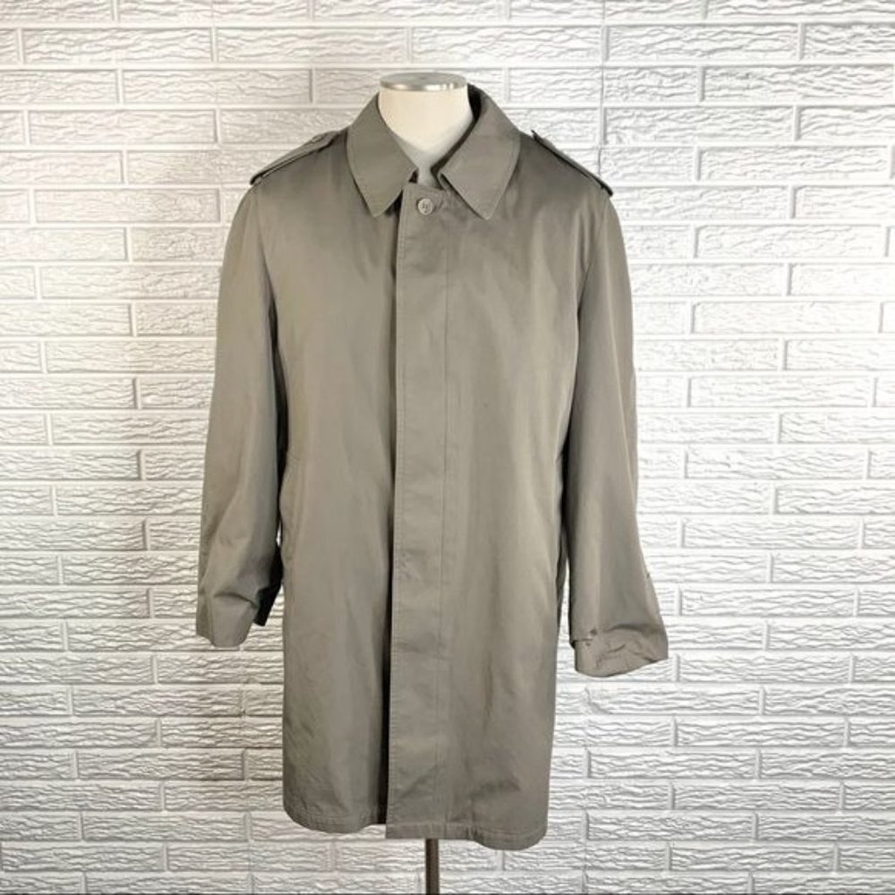 Vintage Oleg Cassini Mens Grey All Weather Coat Size 42 Reg